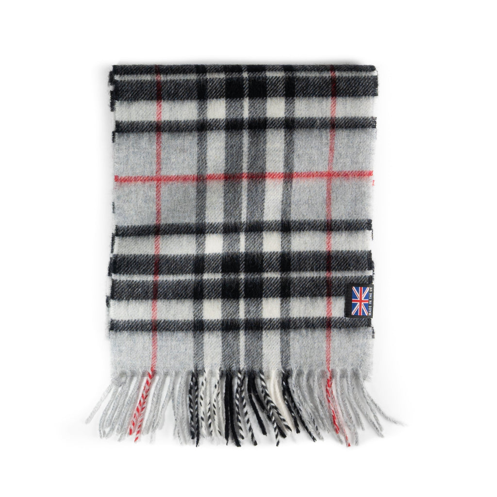 Merino Lambswool Tartan Scarf - Grey Thompson
