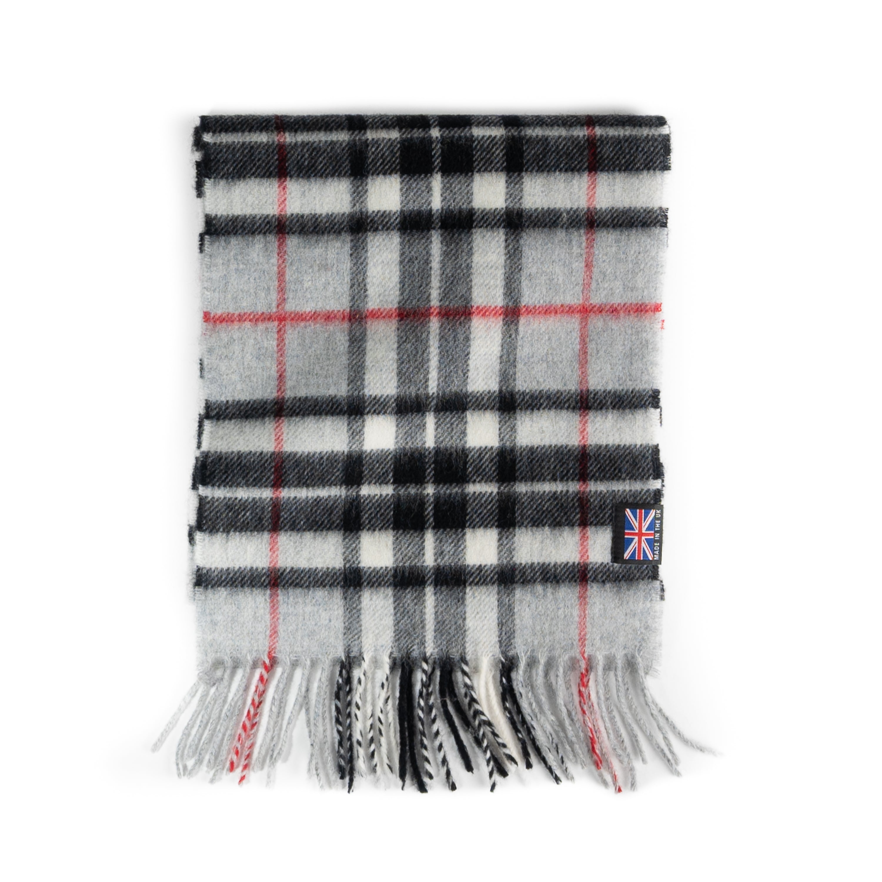 Merino Lambswool Tartan Scarf - Grey Thompson
