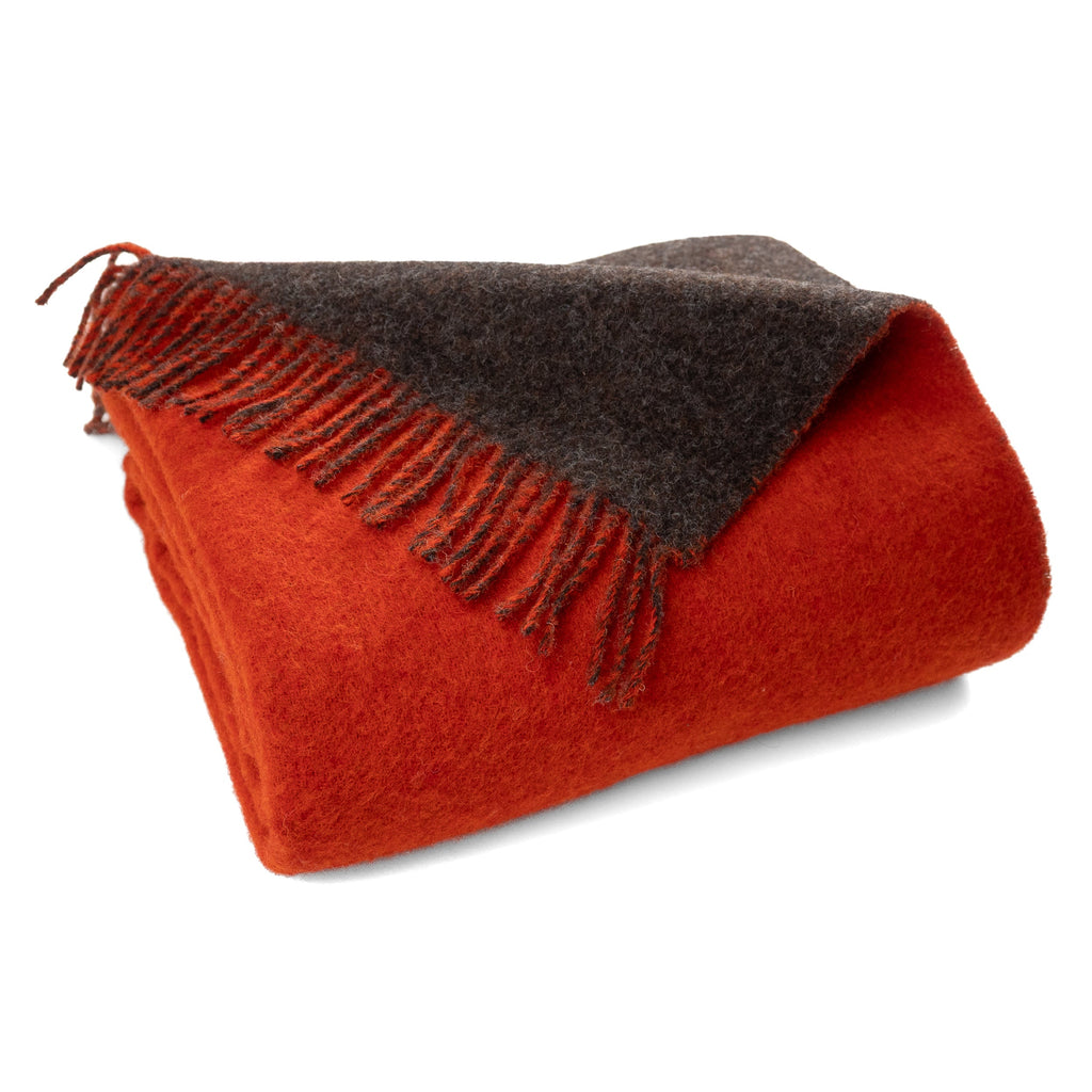 Highland Tweeds Reversible Double Cloth Throw - Orange/Brown