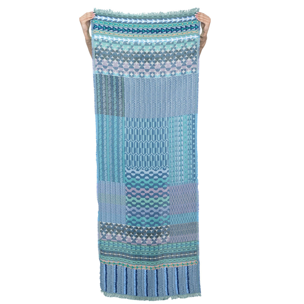 Beauty of Autumn Embroidered Scarf - Turquoise Green