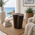 Solid Teak Wood Stump Side Table | Organic Accent Stool | Made in Indonesia