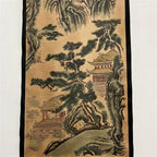 Chinese Ancient Paper Calligraphy Paintings Scrolls Famous Murals Wangyun Attic Pavilion Four Pairs of Artwork Decorations