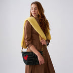 XLarge Convertible Pouch - Safari Kuba with Red Beaded Heart