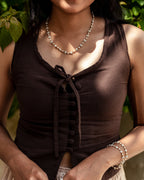 Freshwater Pearl and Flower Beaded Necklace