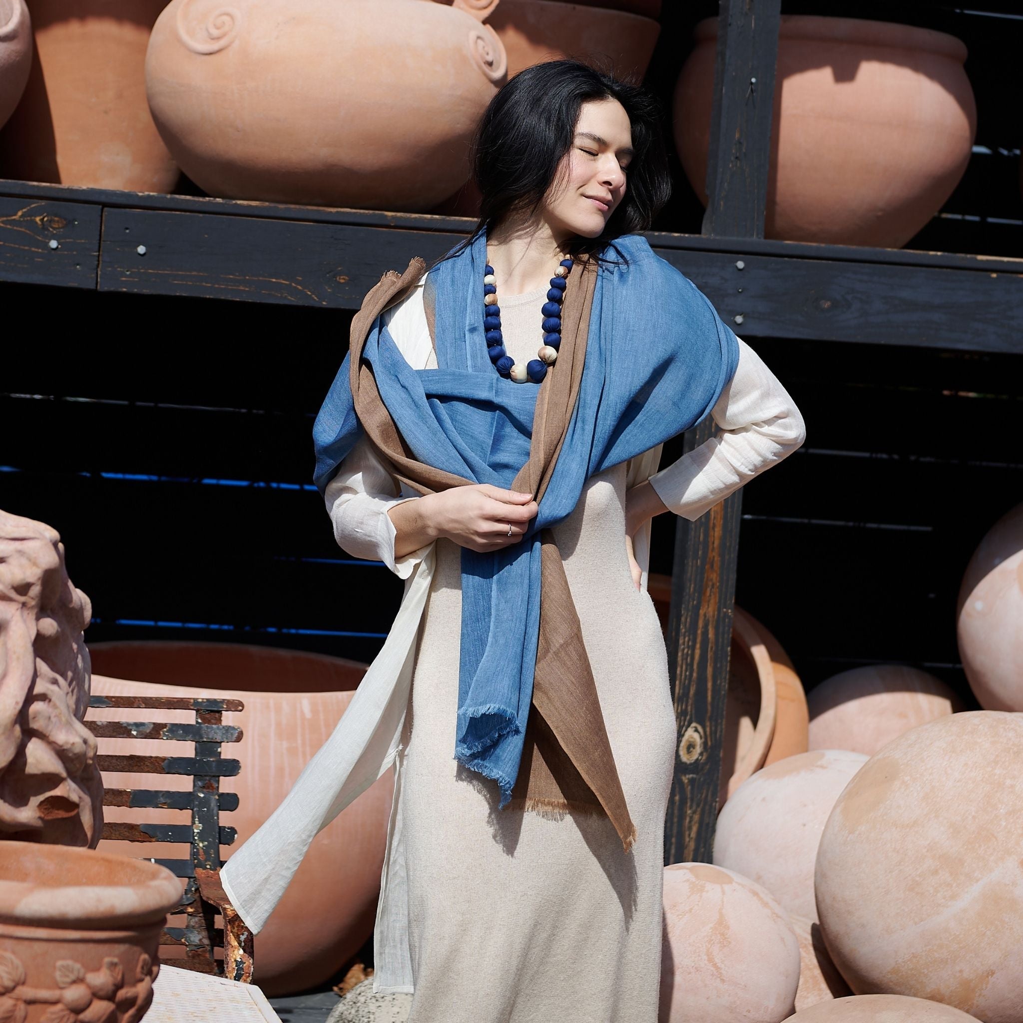 Mahogany Sky Soft Linen Silk Handloom Scarf