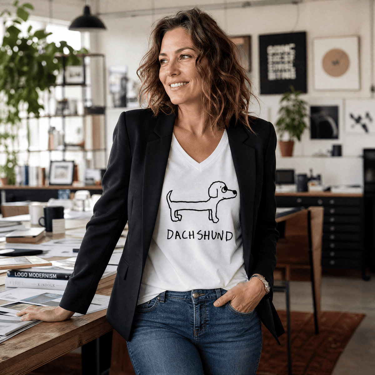 Dachshund - V-neck Tee - Che Cose Belle