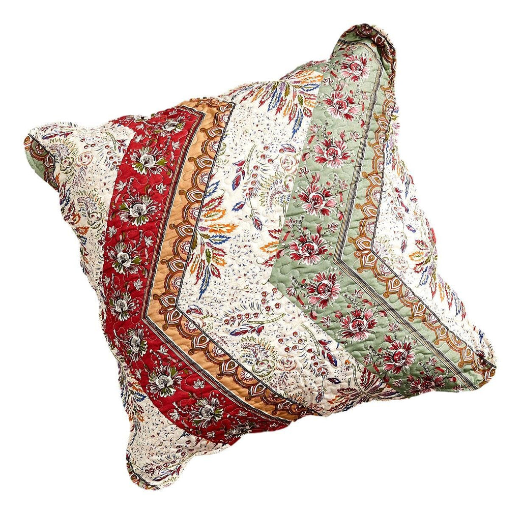 DaDa Bedding Bohemian Cranberry Sage Chevron Floral Euro Pillow Sham Cover, 26" x 26" (JHW924) - Che Cose Belle