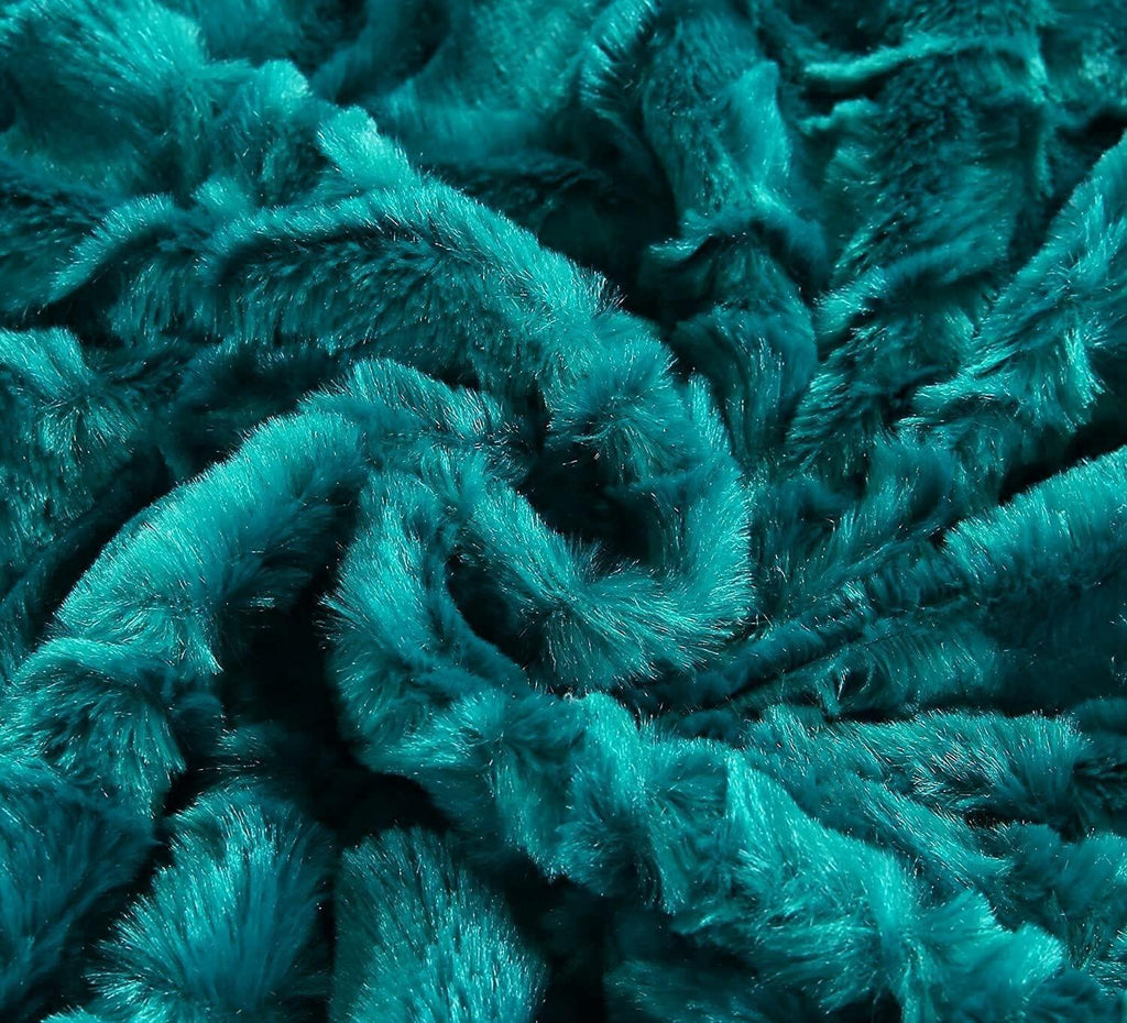 DaDa Bedding Emerald Green Blue Faux Fur Sherpa Throw Blanket - Che Cose Belle