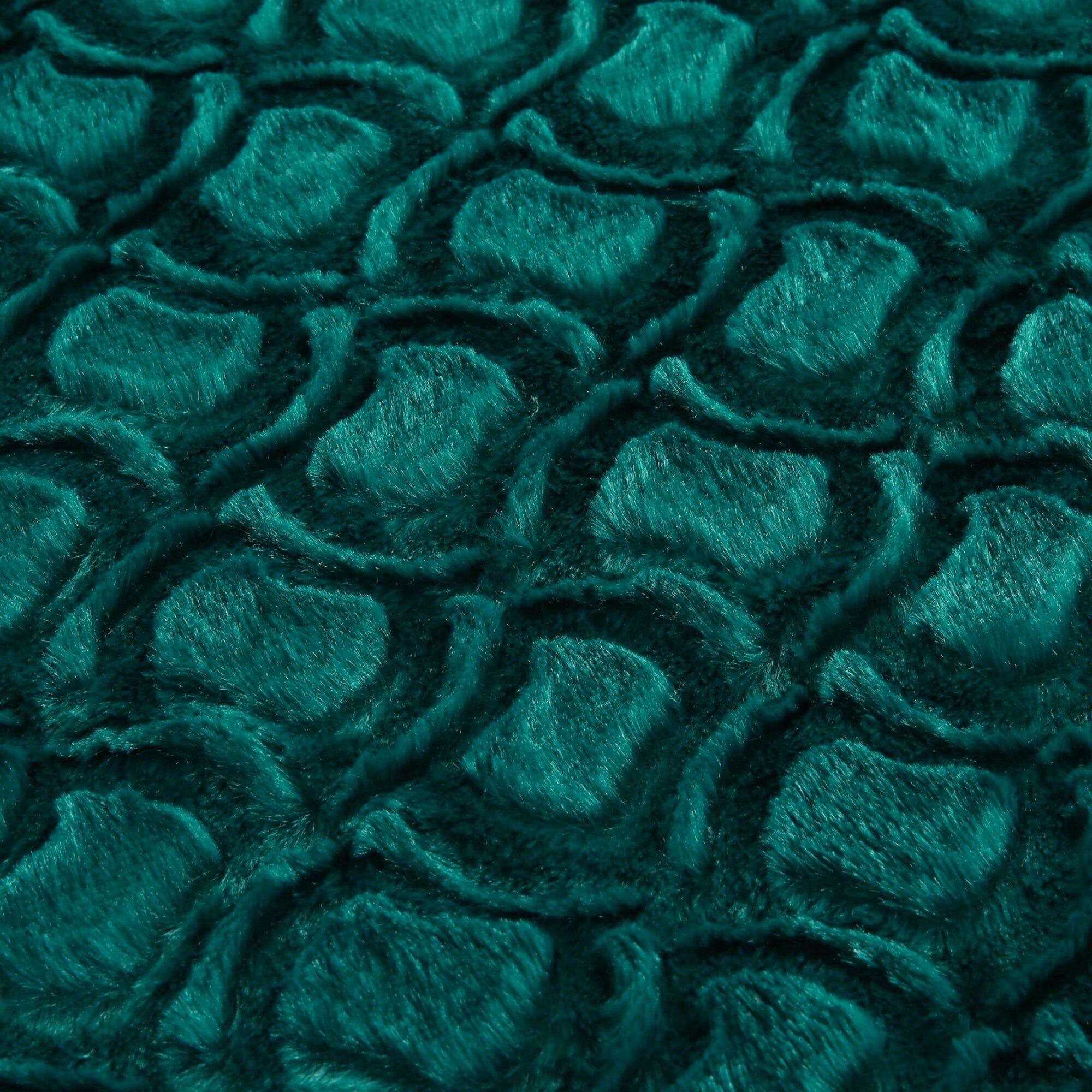 DaDa Bedding Emerald Green Blue Faux Fur Sherpa Throw Blanket - Che Cose Belle