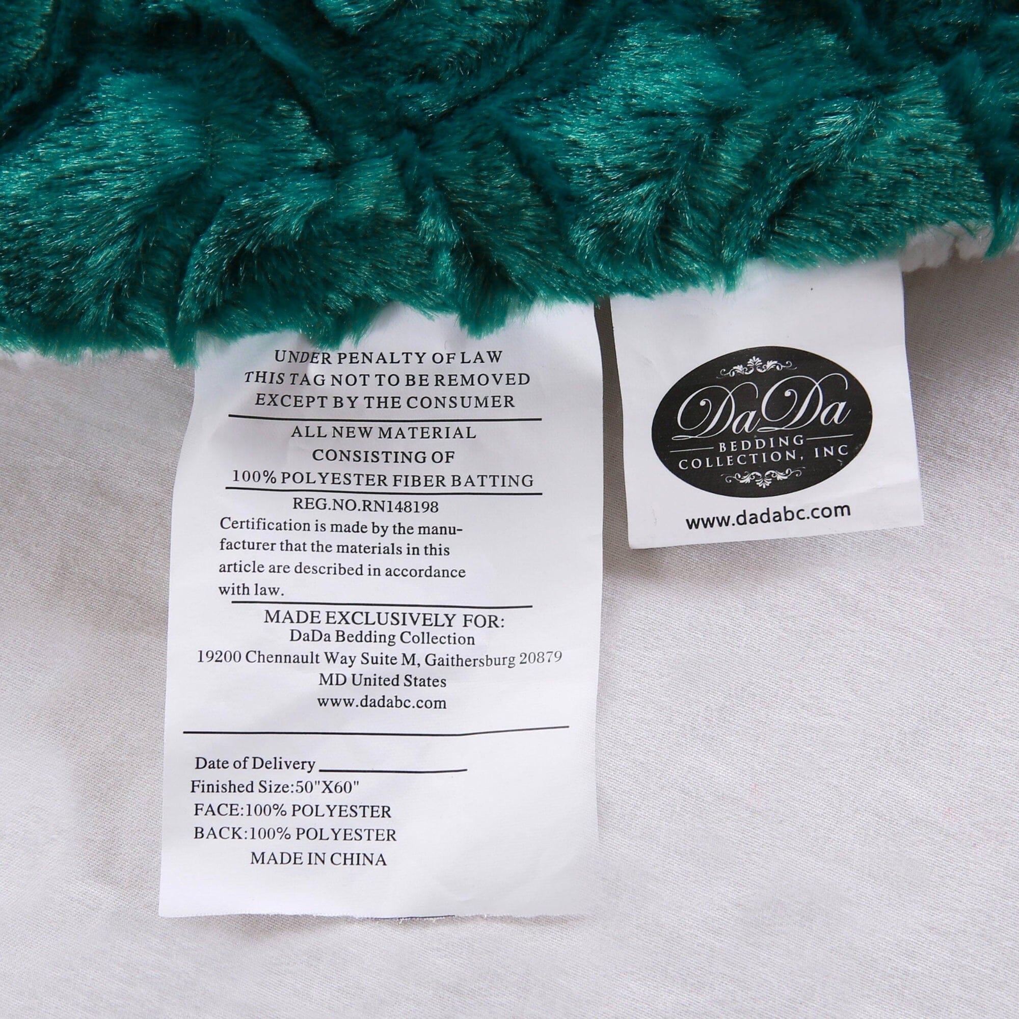 DaDa Bedding Emerald Green Blue Faux Fur Sherpa Throw Blanket - Che Cose Belle