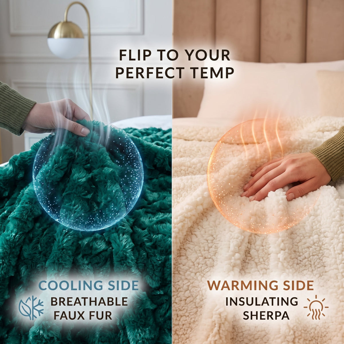 DaDa Bedding Emerald Green Blue Faux Fur Sherpa Throw Blanket - Che Cose Belle
