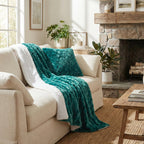 DaDa Bedding Emerald Green Blue Faux Fur Sherpa Throw Blanket - Che Cose Belle