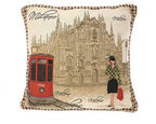 DaDa Bedding Set of 2-Pieces Postcard Milan Tapestry Throw Pillow Covers w/ Pillow Inserts, 18" x 18" - Che Cose Belle