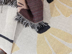 DaDa Bedding Yellow Fleur Botanical Sunshine Golden Floral Woven Tapestry Throw Blanket - 50” x 60” (18112) - Che Cose Belle