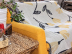 DaDa Bedding Yellow Fleur Botanical Sunshine Golden Floral Woven Tapestry Throw Blanket - 50” x 60” (18112) - Che Cose Belle