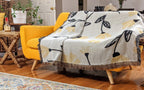 DaDa Bedding Yellow Fleur Botanical Sunshine Golden Floral Woven Tapestry Throw Blanket - 50” x 60” (18112) - Che Cose Belle