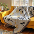 DaDa Bedding Yellow Fleur Botanical Sunshine Golden Floral Woven Tapestry Throw Blanket - 50” x 60” (18112) - Che Cose Belle