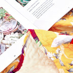 DaDa Bedding Yellow Floral Quilted Throw Blanket - Hummingbirds Farmhouse Red Flowers for Couch, Sofa or Bed- Scalloped Edges - 50 x 60 - Che Cose Belle