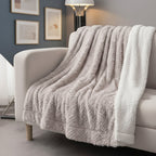 DaDalogy Lavender Grey Faux Fur Sherpa Throw Blanket - Che Cose Belle