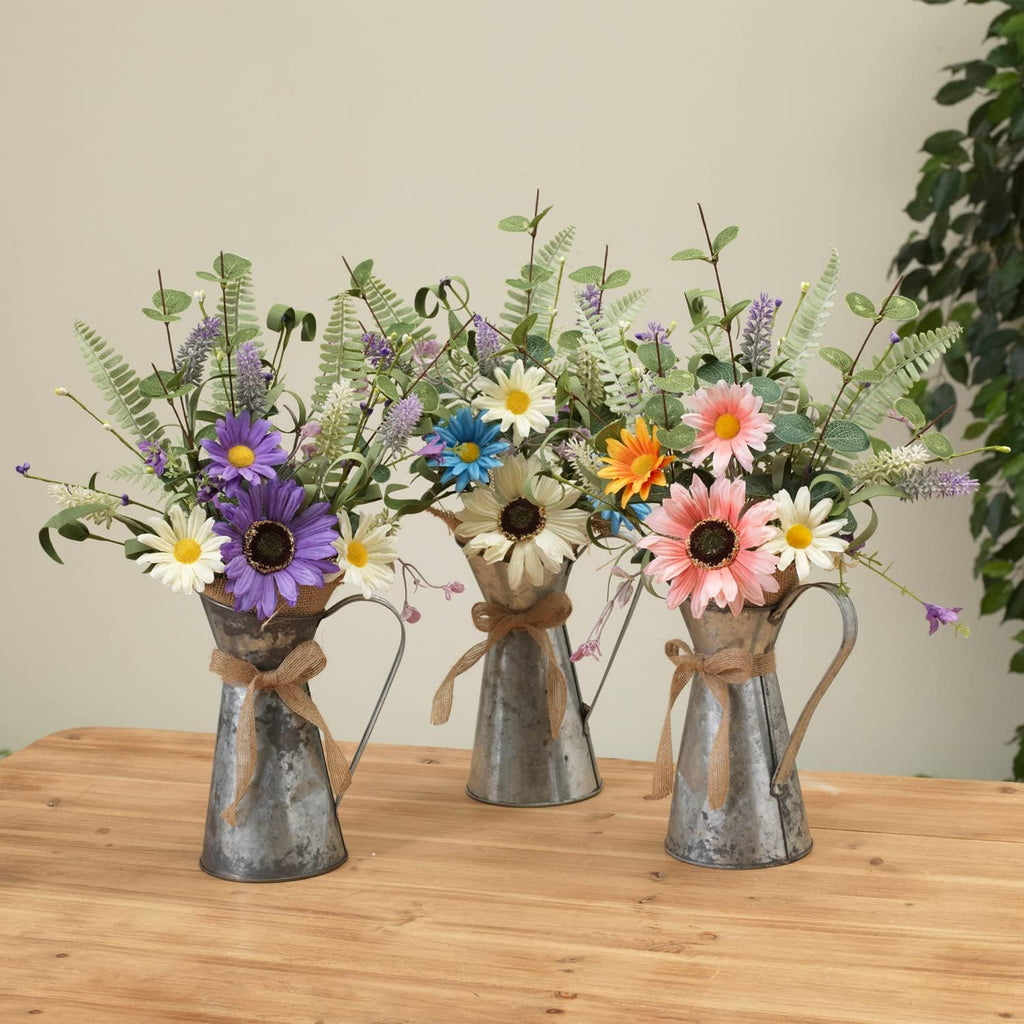 Daisy Flower in Metal Watering Can - 18" - Che Cose Belle