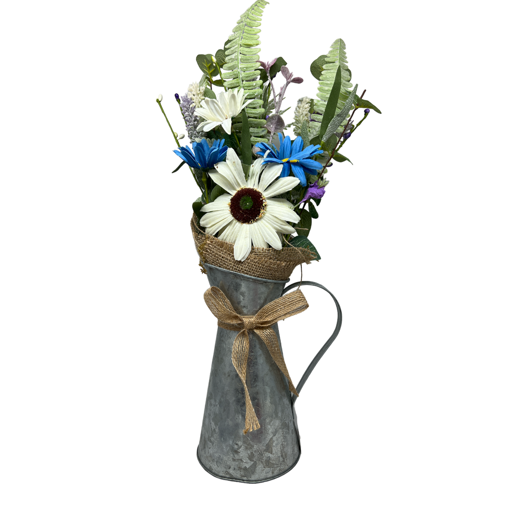 Daisy Flower in Metal Watering Can - 18" - Che Cose Belle