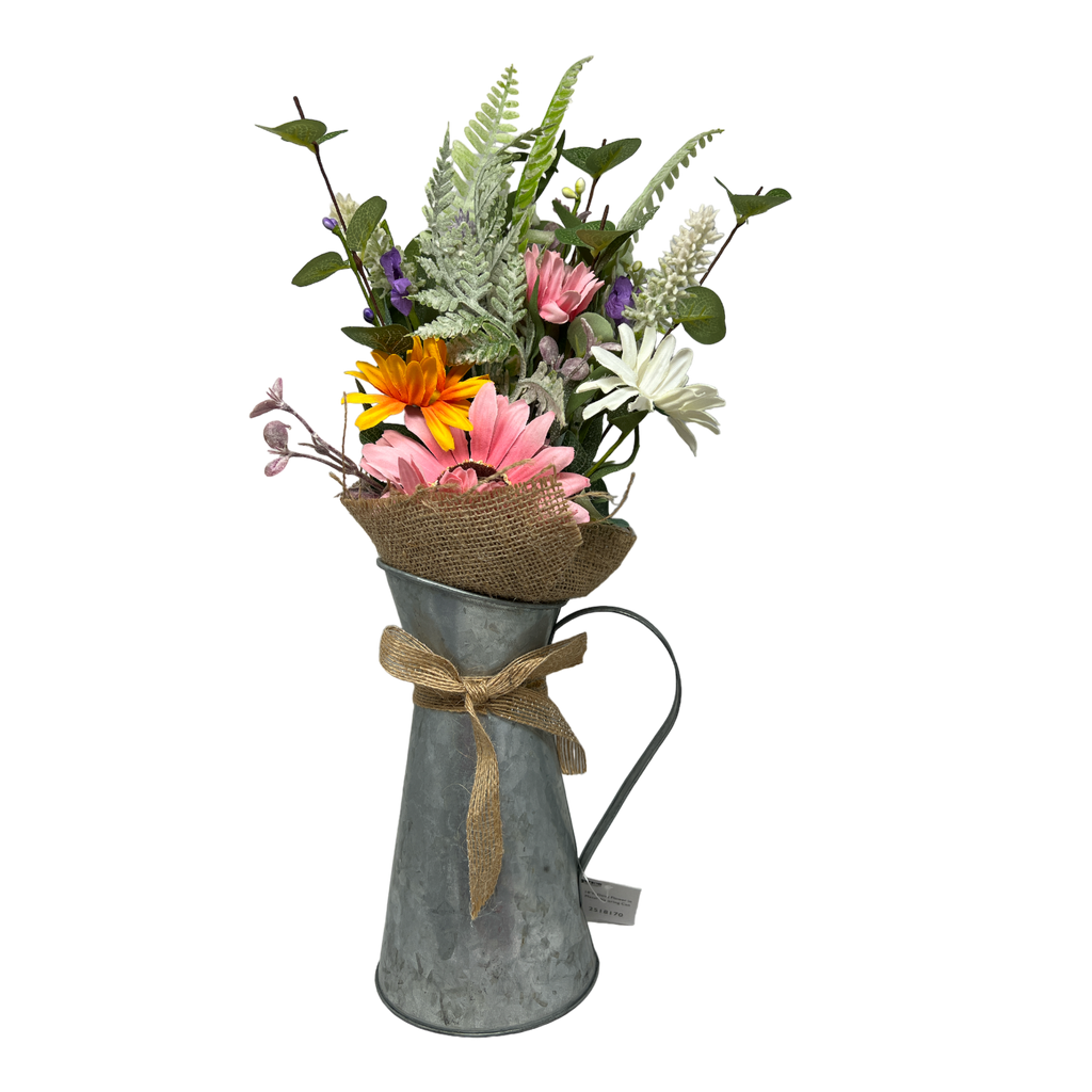 Daisy Flower in Metal Watering Can - 18" - Che Cose Belle