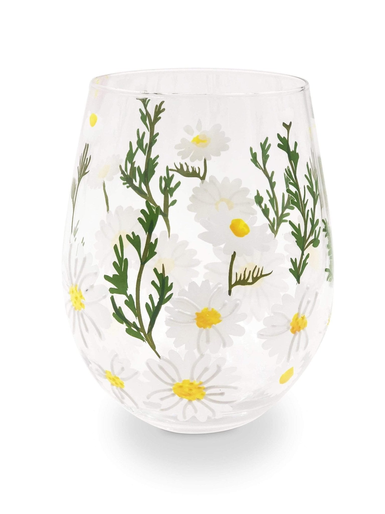 Daisy Painted Stemless Wine Glasses - Che Cose Belle