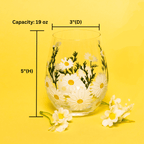 Daisy Painted Stemless Wine Glasses - Che Cose Belle