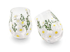 Daisy Painted Stemless Wine Glasses - Che Cose Belle