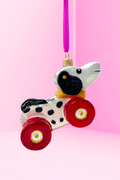Dalmatian Dog Pull Toy Glass Ornament - Che Cose Belle