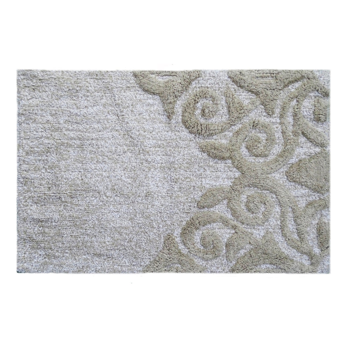 Damask Pattern Bath Rug in Beige & Ivory - Che Cose Belle