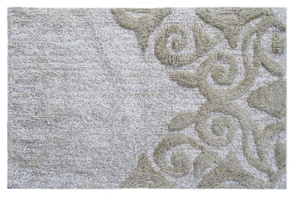 Damask Pattern Bath Rug in Beige & Ivory - Che Cose Belle