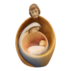 Modern Style Holy Family Carved Nativity - Color - 4.5 Inch - with Faces
