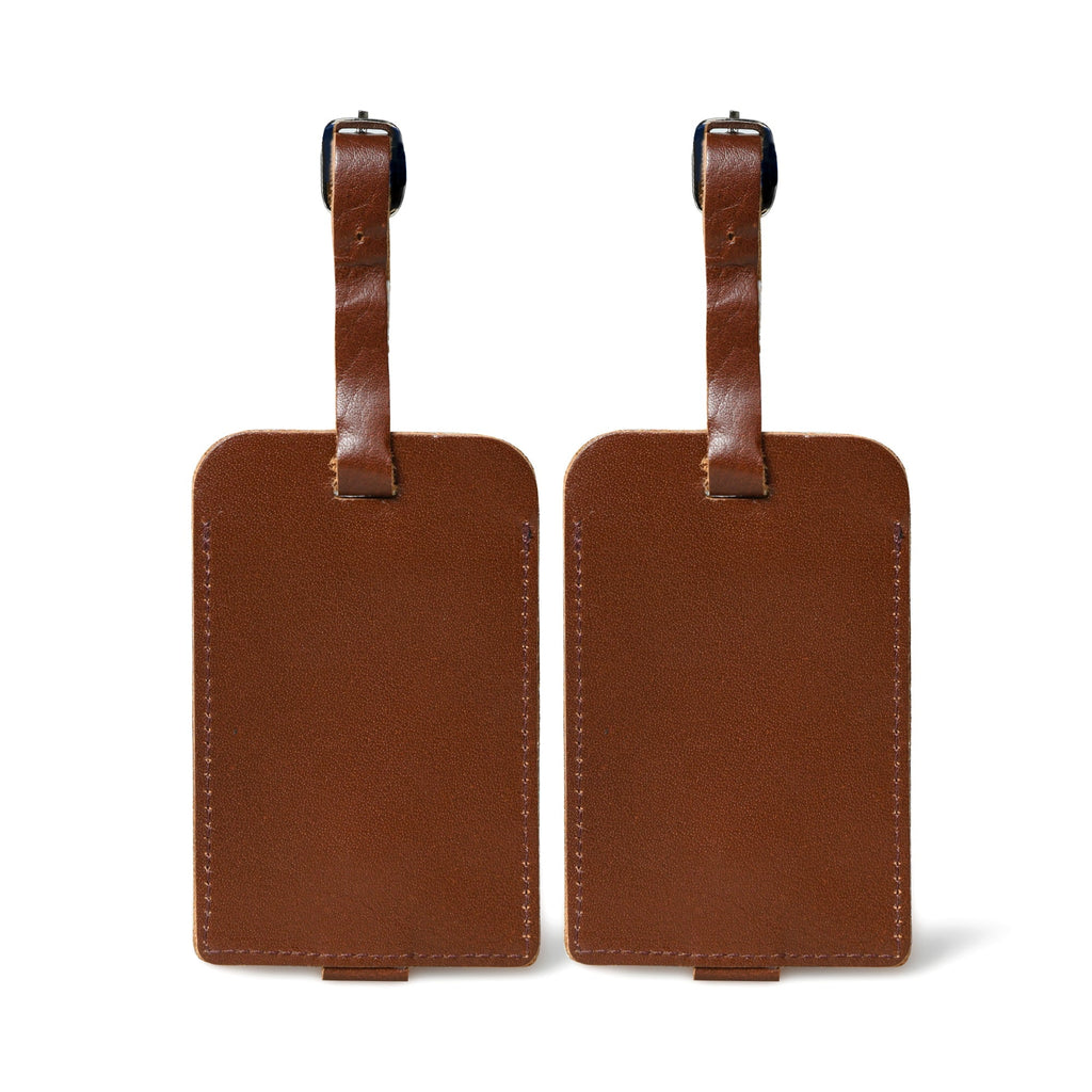 Dark Brown Leather Luggage Tags Set - Che Cose Belle