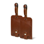 Dark Brown Leather Luggage Tags Set - Che Cose Belle