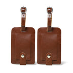 Dark Brown Leather Luggage Tags Set - Che Cose Belle
