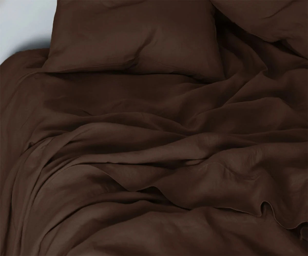Brown Linen Sheet Set