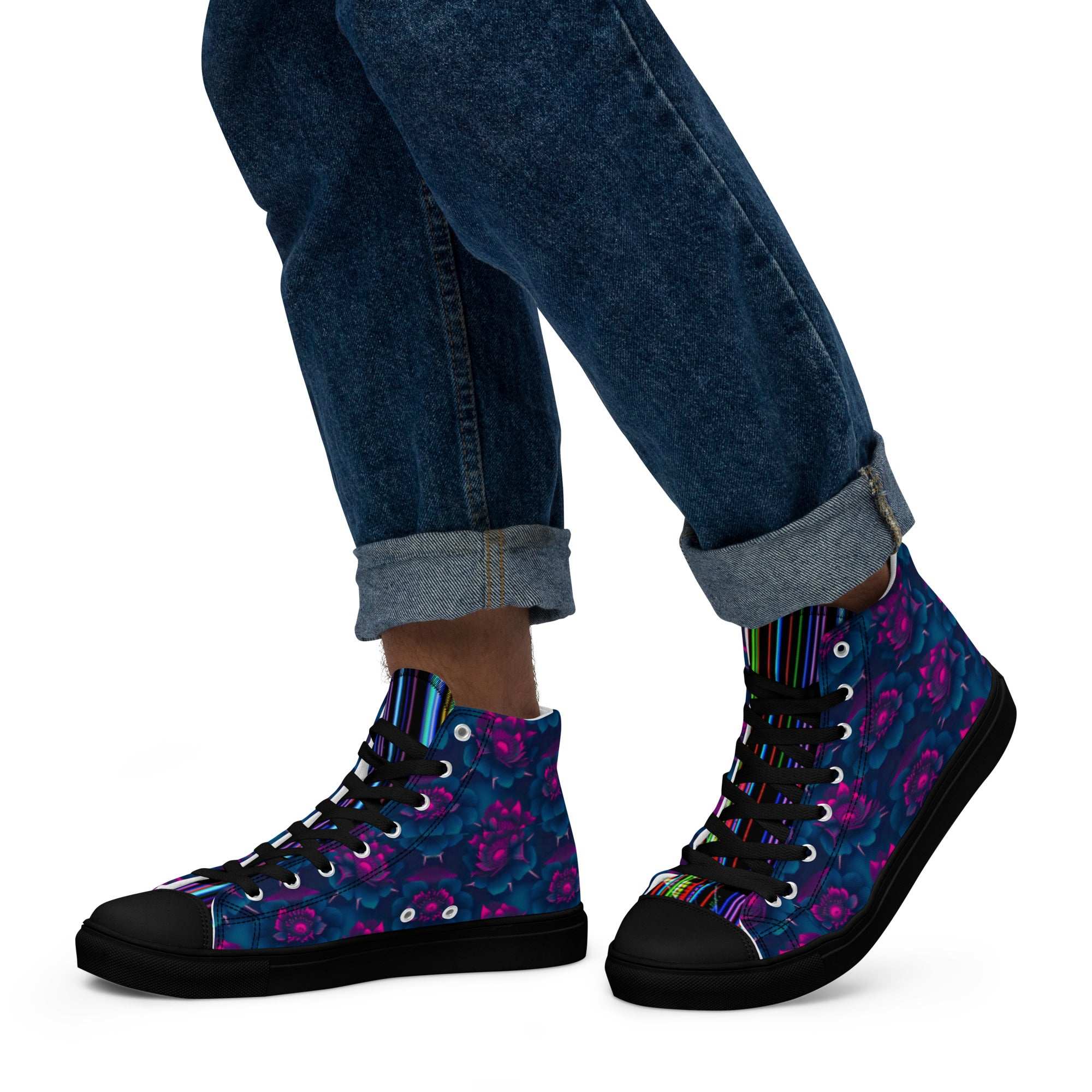 Dark  Wardrobe Society Floral Men’s high top Limited run Shoes