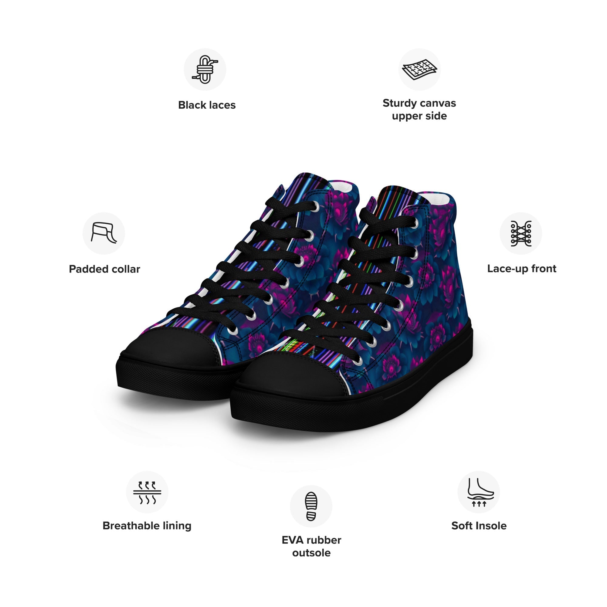 Dark  Wardrobe Society Floral Men’s high top Limited run Shoes