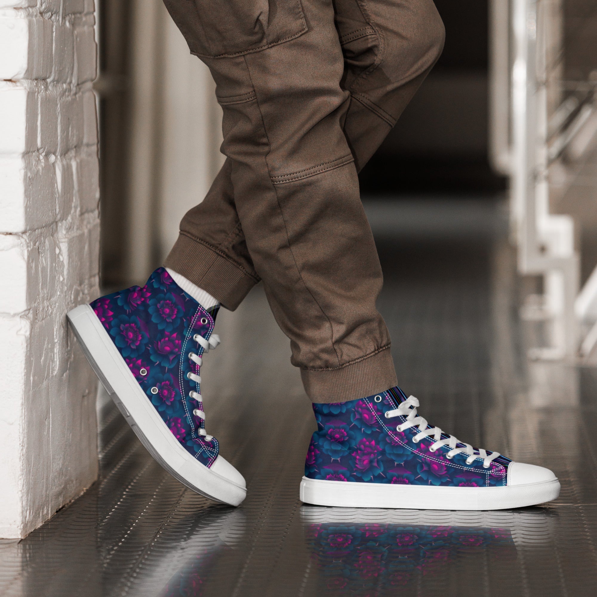 Dark  Wardrobe Society Floral Men’s high top Limited run Shoes