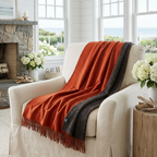 Highland Tweeds Reversible Double Cloth Throw - Orange/Brown