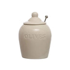Debossed Stoneware Olive Jars with Slotted Spoon – Set of 2 - Che Cose Belle