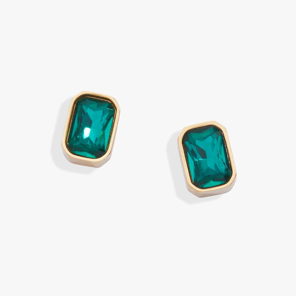 December Emerald - Cut Birthstone Stud Earrings - Che Cose Belle