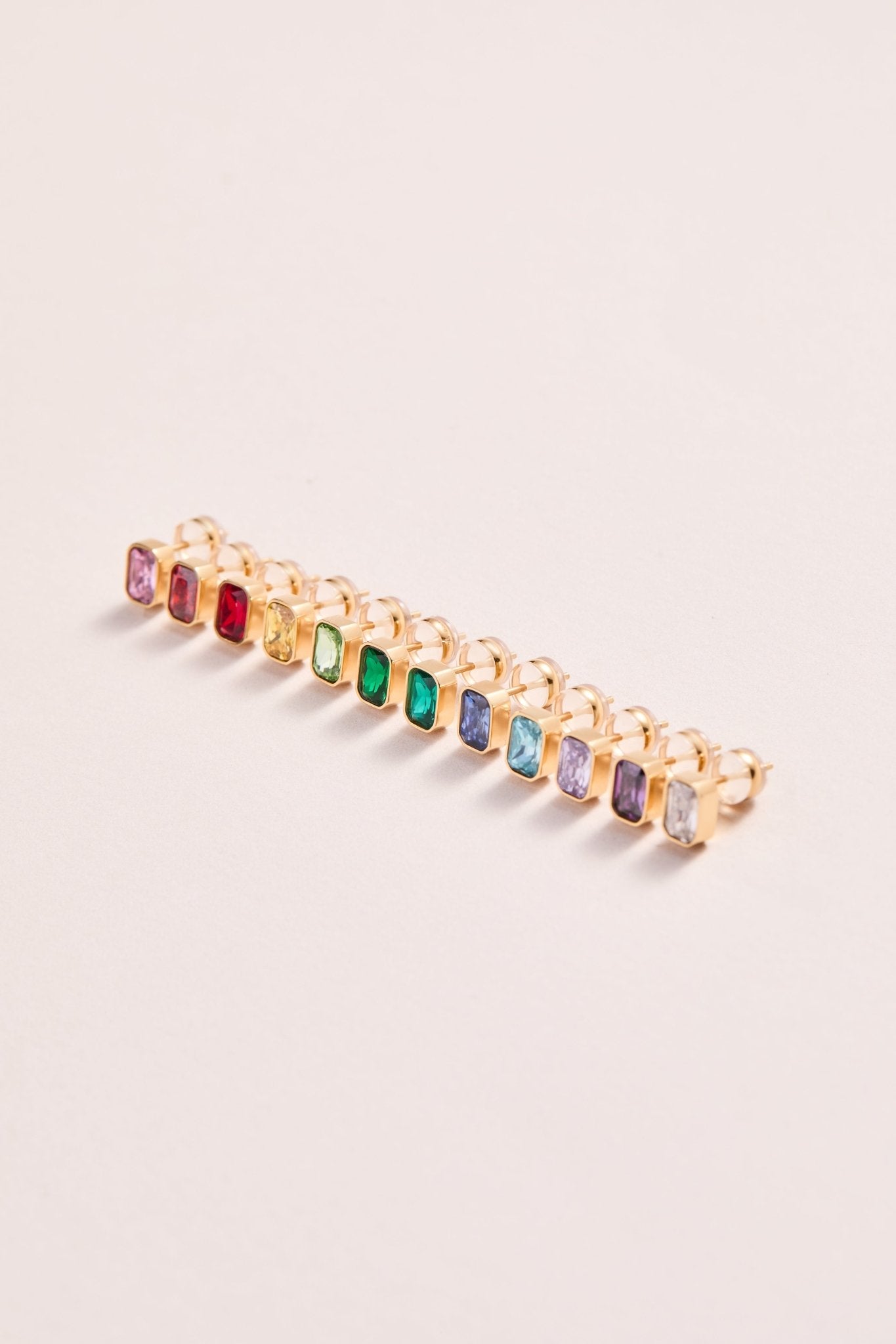 December Emerald - Cut Birthstone Stud Earrings - Che Cose Belle