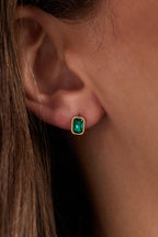 December Emerald - Cut Birthstone Stud Earrings - Che Cose Belle