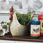Deco 79 Metal Rooster Indoor Outdoor Planter Large Planter Pot, Planter 12" x 8" x 16", Gray - Che Cose Belle