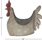 Deco 79 Metal Rooster Indoor Outdoor Planter Large Planter Pot, Planter 12" x 8" x 16", Gray - Che Cose Belle