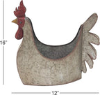 Deco 79 Metal Rooster Indoor Outdoor Planter Large Planter Pot, Planter 12" x 8" x 16", Gray - Che Cose Belle