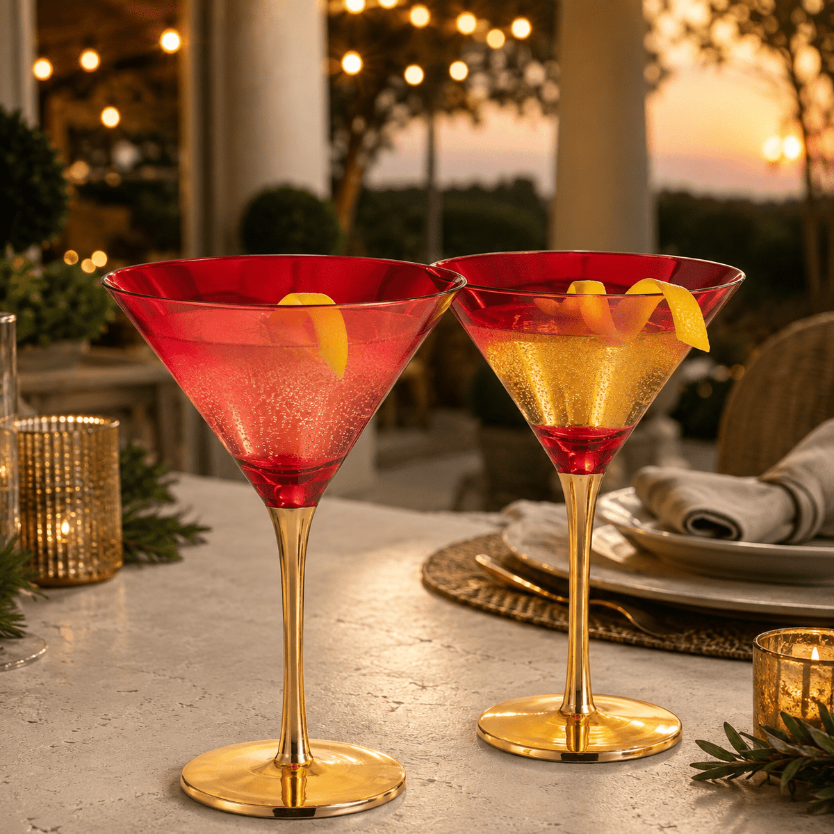 Deco Martini Cocktail Glassware, Set of 2 - Che Cose Belle