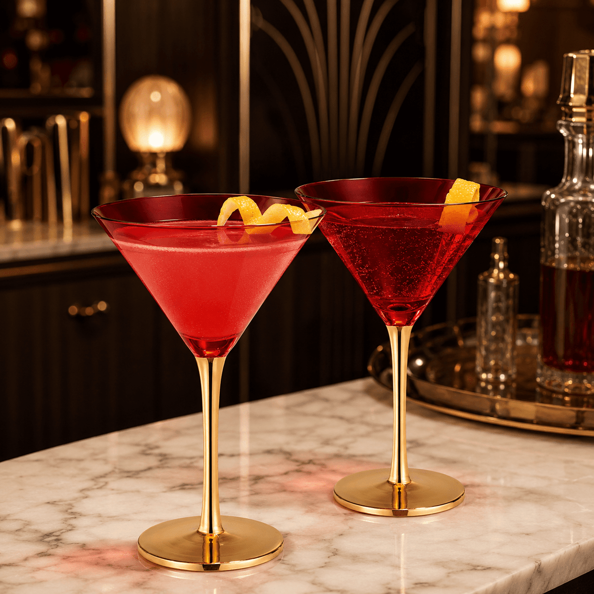 Deco Martini Cocktail Glassware, Set of 2 - Che Cose Belle
